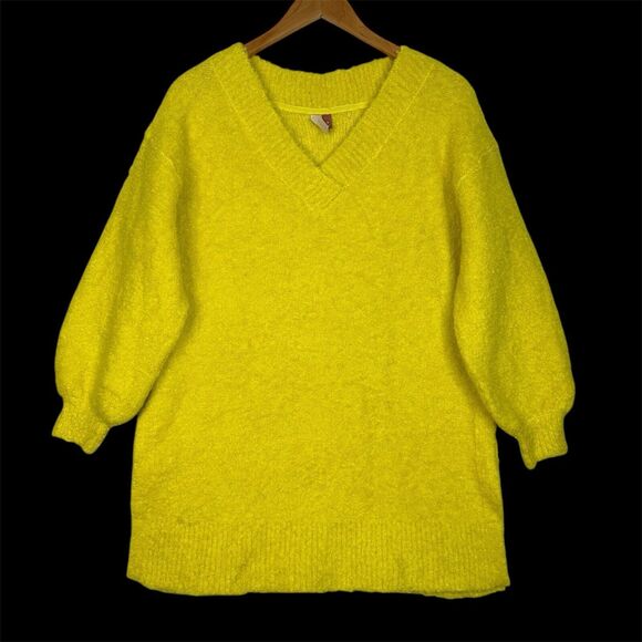 Anthropologie Pilcro Teddy Chunky Sweater Oversized Sz M Yellow Wool Blend Soft - Picture 15 of 15